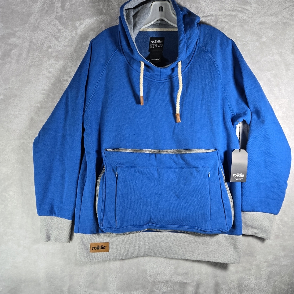 Roadie Pet Hoodie Size Extra Large XL Long Sleeve Blue Large Front Pouch NWT